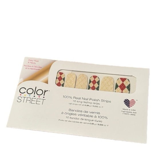 Color Street CHECKING IT TWICE Red Gold Green Glitter Argyle Print Christmas Set - Picture 2 of 7